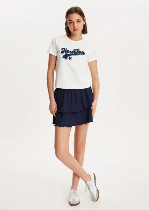 Ruffle rok met structuur blauw (BLW.D)