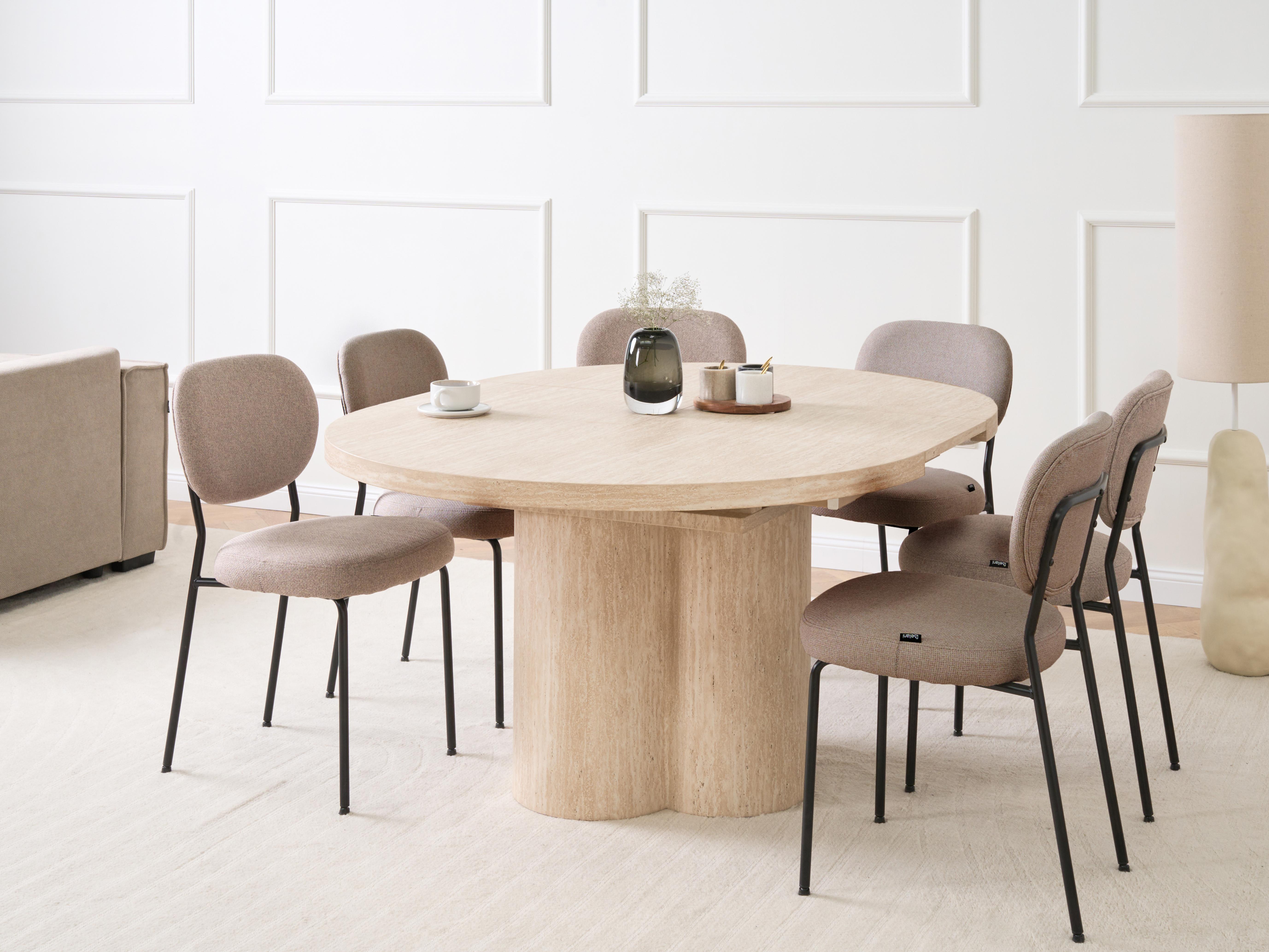 Eettafel uitschuifbaar MORAINE Travertijn-effect 120 cm 120/160 cm