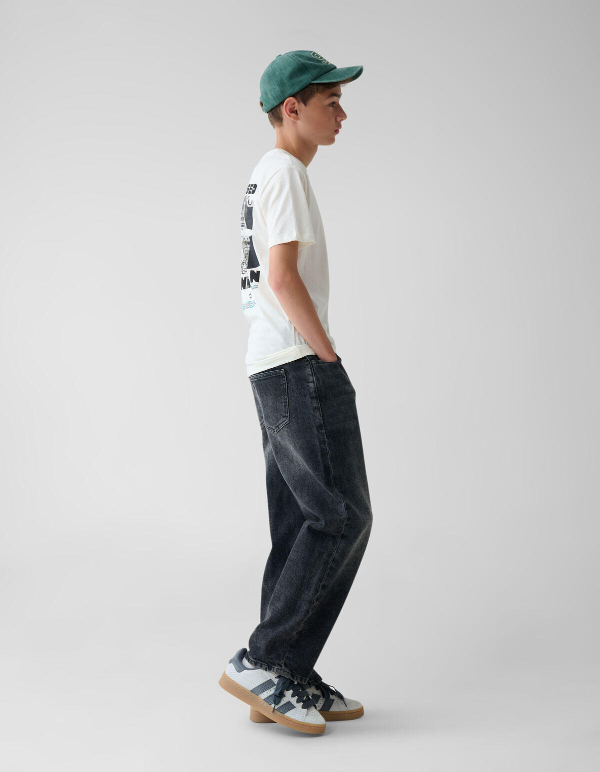 Baggy Fit Jeans Donkergrijs