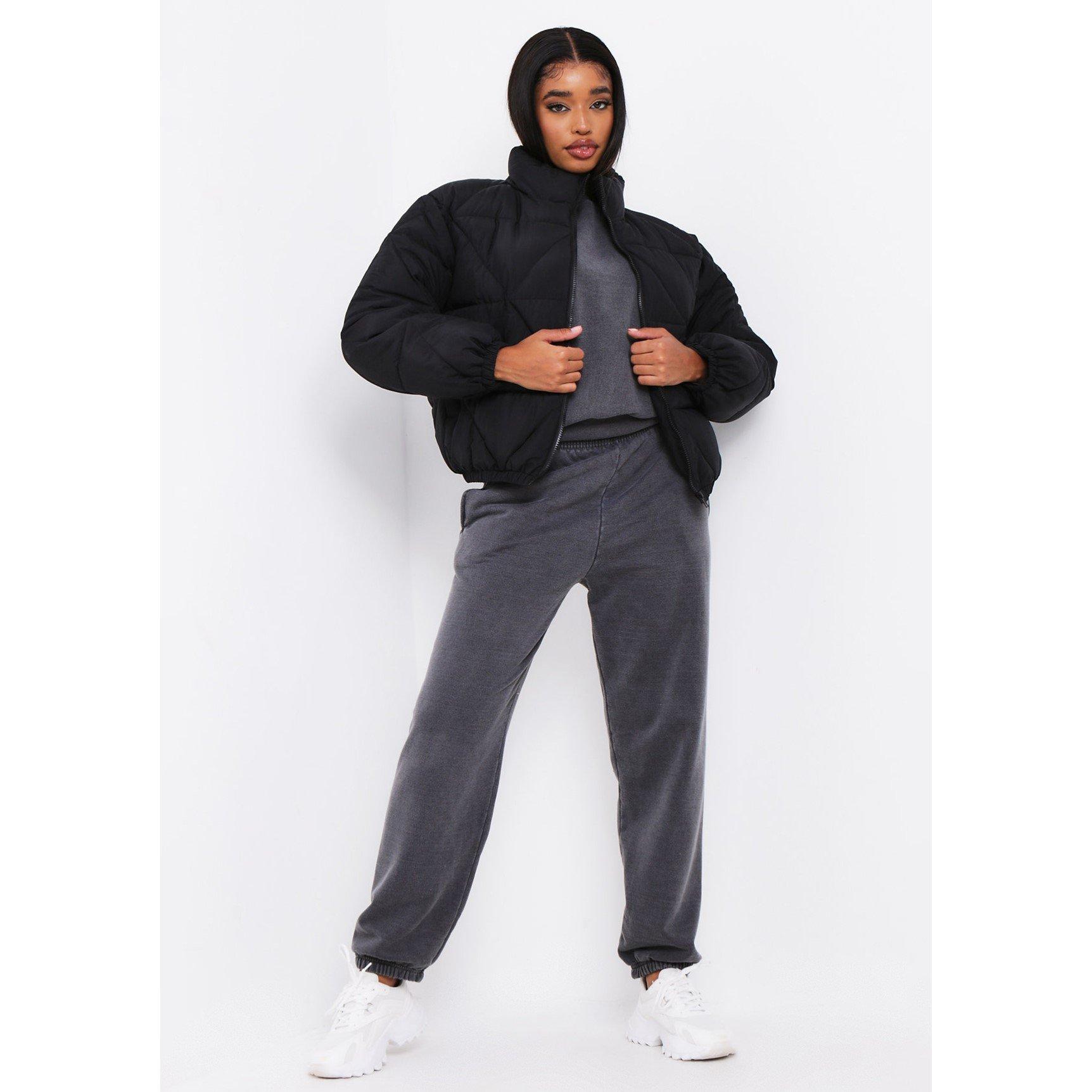 Missy Empire Diamond Quilted Logo Padded Puffer Coat