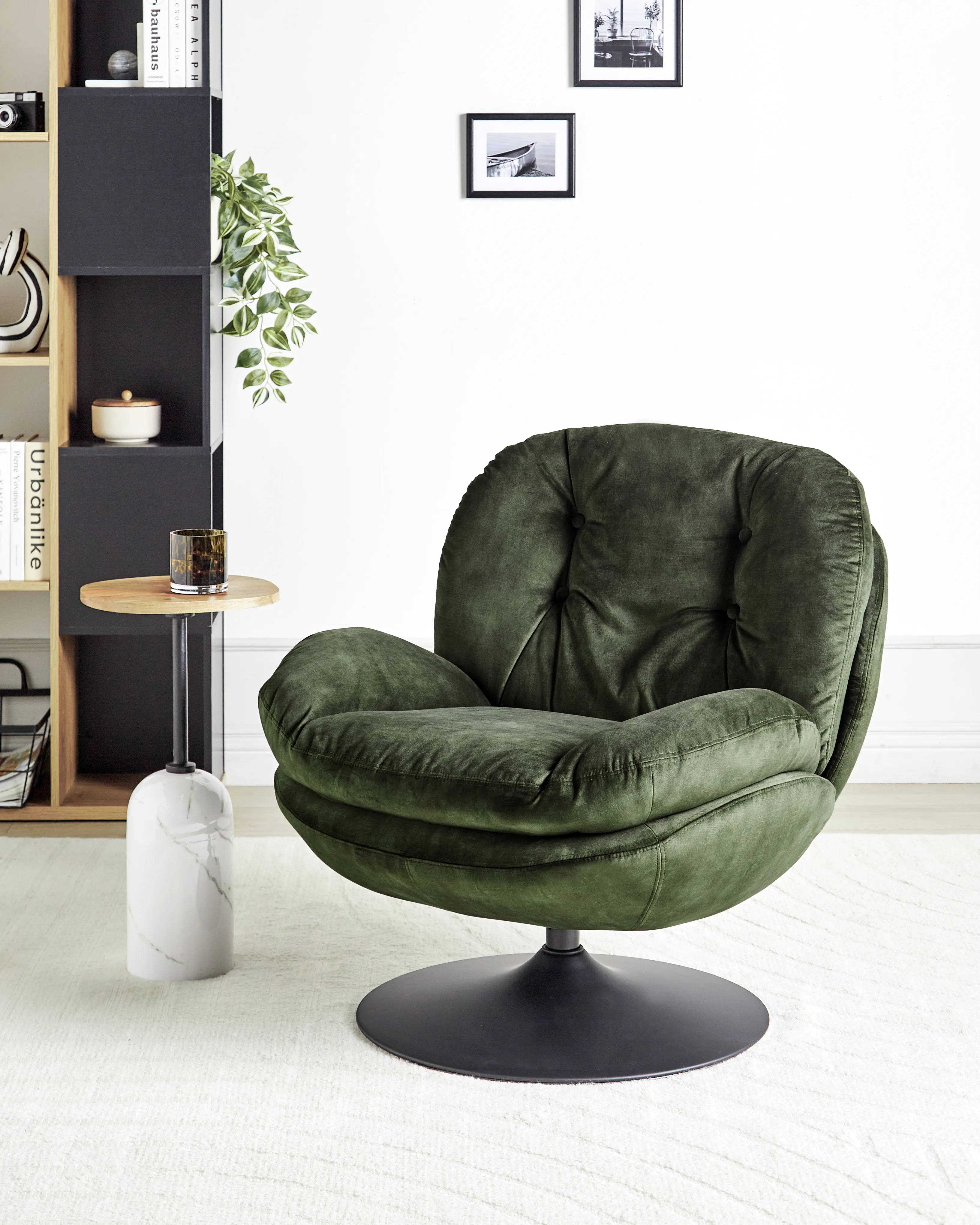 Draaifauteuil NOLVIK Fluweel Donkergroen