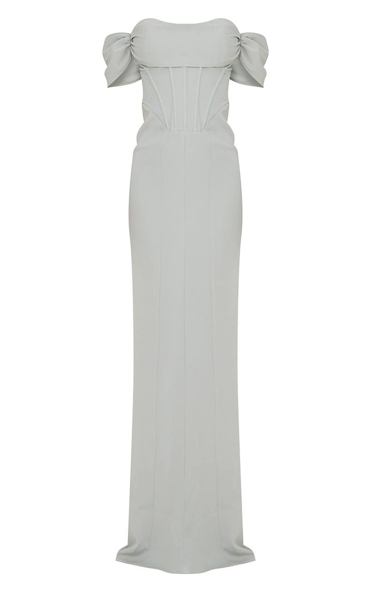 Vert Sauge Robe De Demoiselle D'honneur Bardot À Détail Corset