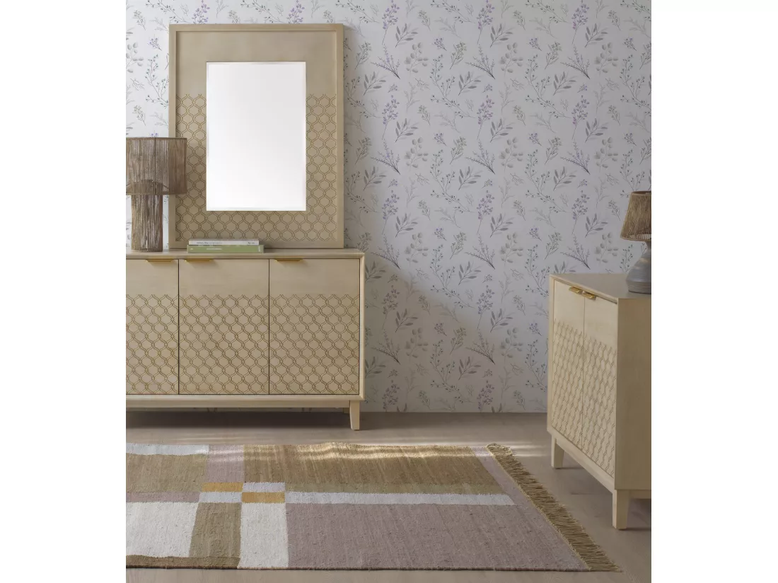 Commode 2 portes en placage chêne beige
