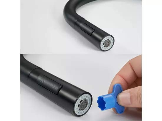 LONHEO MAX Mitigeur de Cuisine Noir 7-Forme avec 2 Fonctions Douchette Extractible Robinet d'évier Rotatif à 360° en Inox avec Barboteur démotable