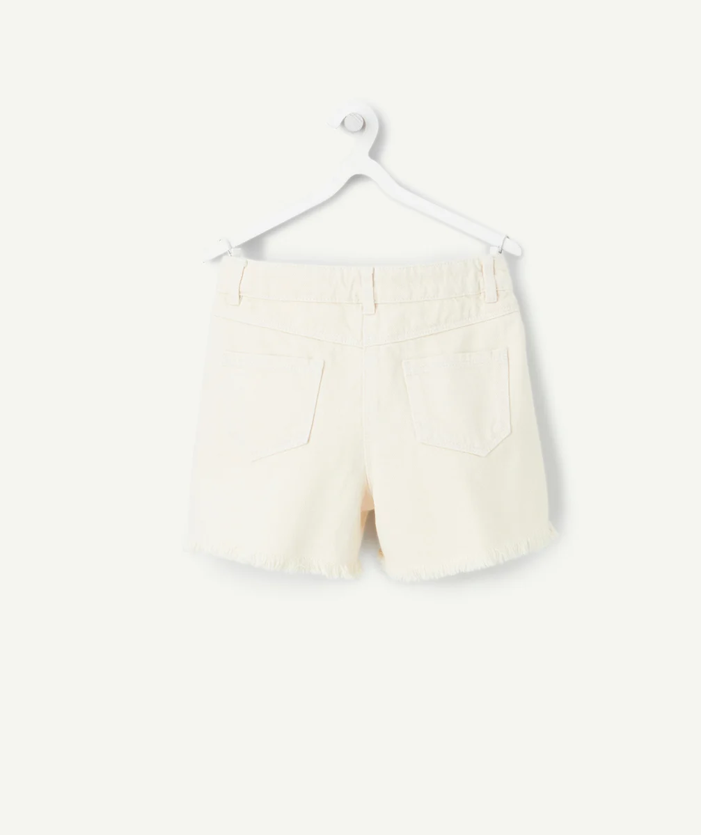 SHORT TAILLE HAUTE FILLE EN DENIM LESS WATER ÉCRU