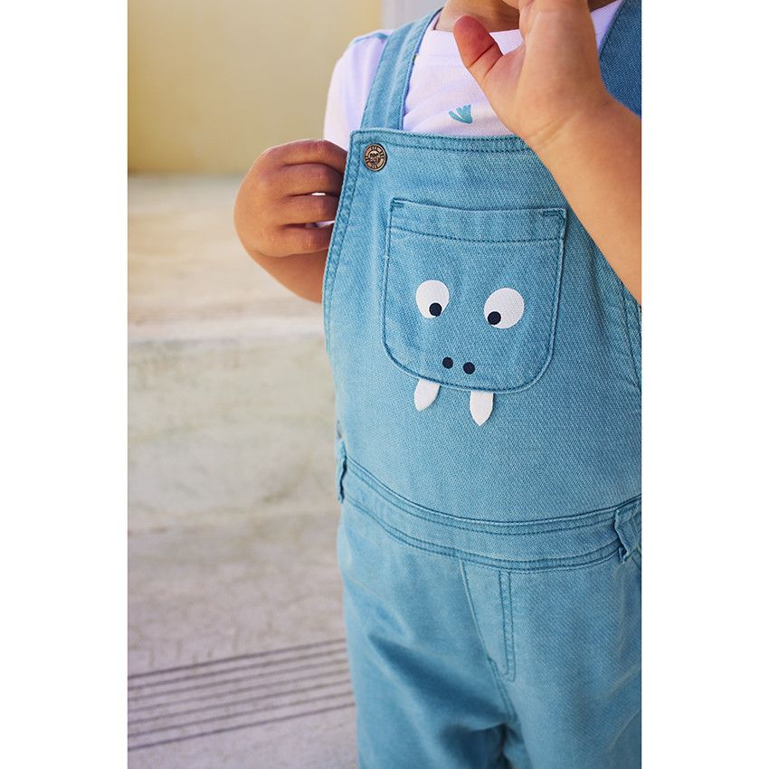 Salopette courte poche fantaisie pour bébé garçon - Kaki