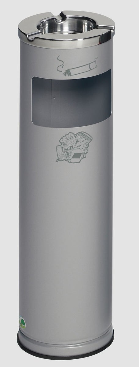 PROREGAL Robuuste Combi-asbak met gepolijste asbakinzet 11,6 liter HxBxD 66 x 20 x 20 cm Gegalvaniseerd staal Zilver