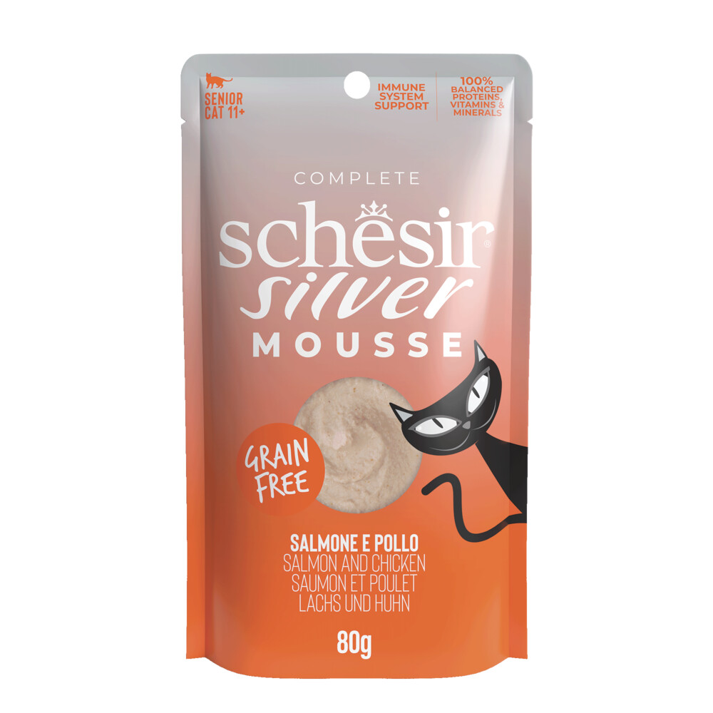 12x Schesir Silver Kat Mousse Zalm80 gr