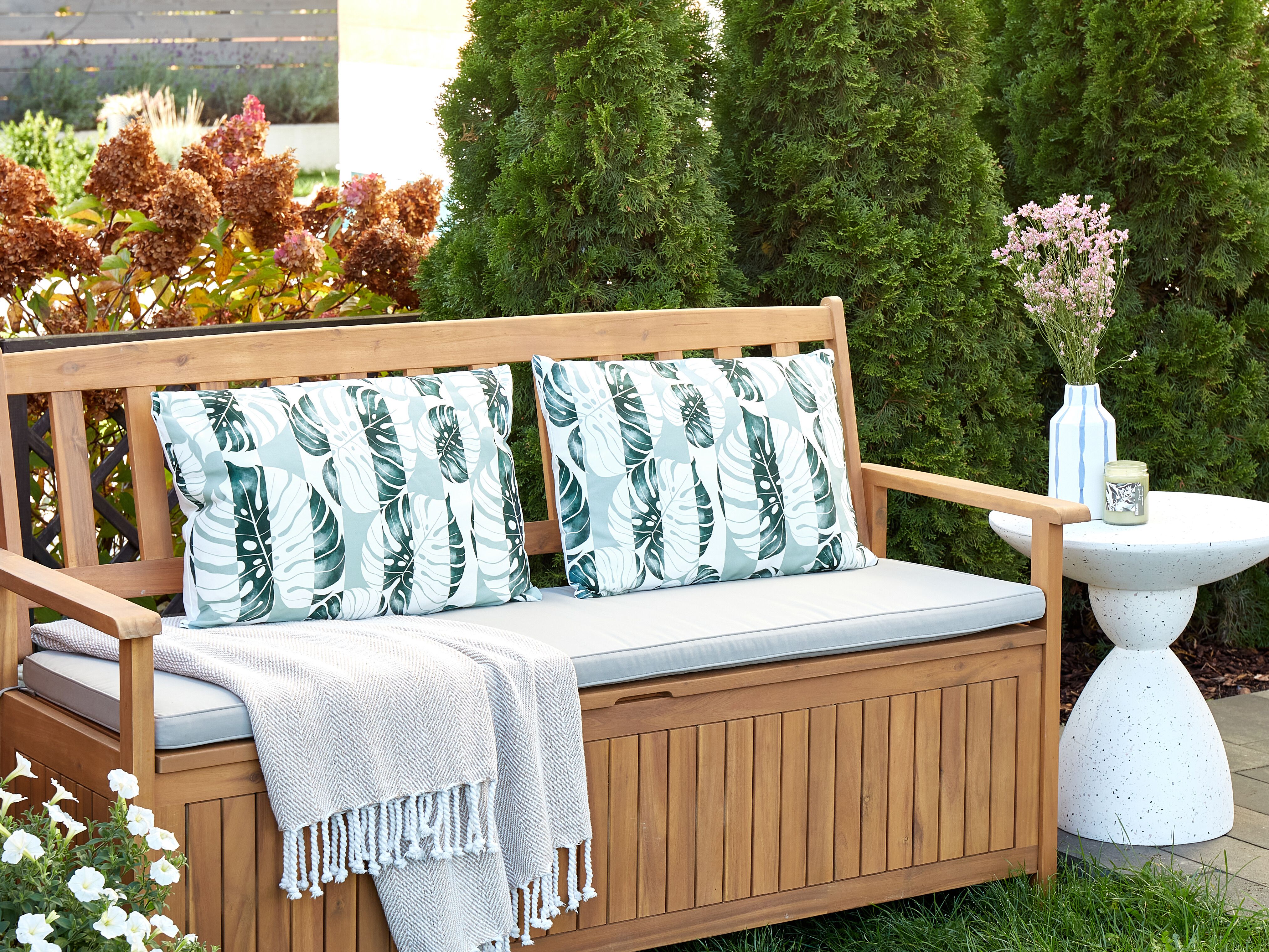 Set van 2 tuinkussens TERMINI bladpatroon 40 x 60 cm Groen