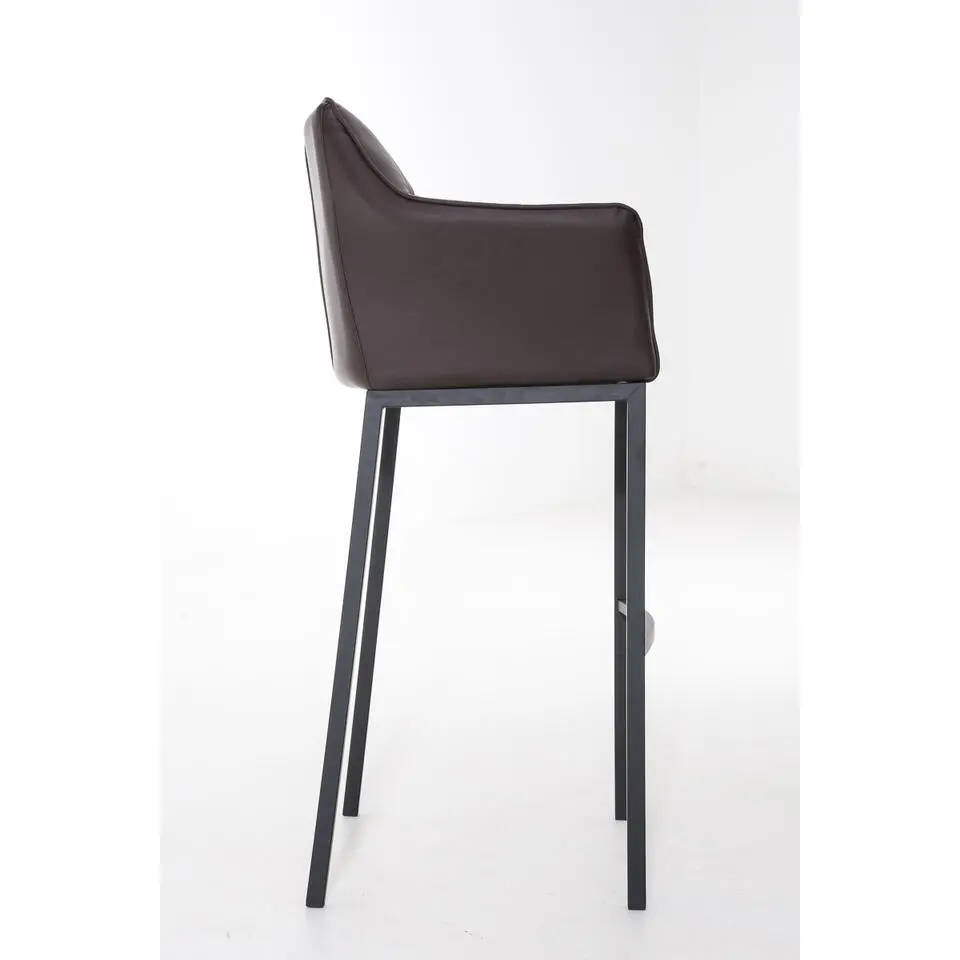 CLP Barkruk Damaso zwart Frame - Kunstleer - bruin
