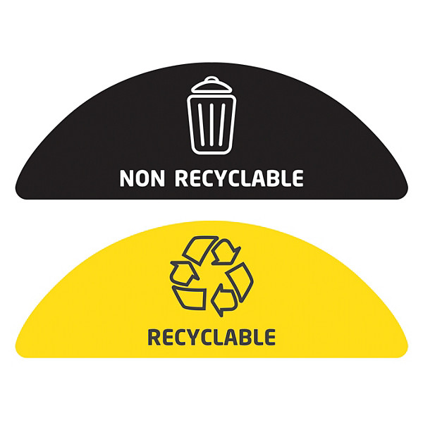 Planche  de 2 stickers tri  pour corbeille 2*60l avec totem tulipe -  recyclable/non recyclable
