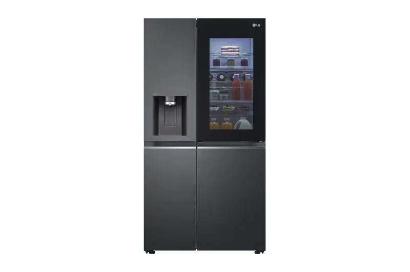 LG GSXV91MCAE - Køleskab/fryser - side ved side med vanddispenser, isdispenser - Wi-Fi - bredde: 91.3 cm - dybde: 73.5 cm - højde: 179 cm - 635 liter - Klasse E - matsort