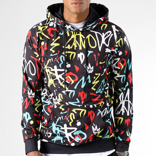 Sweat Capuche Imprimé Graffiti 00105 Noir