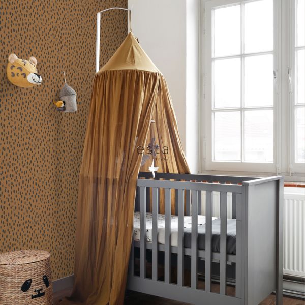 Estahome Stippen Behang - Warm Oranje / Zwart