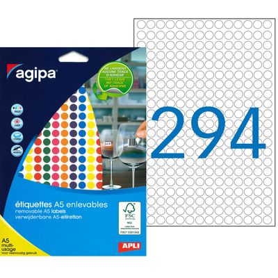 Apli Agipa - Etui A5 - 1764 Pastilles adhésives enlevables - couleurs assorties - diamètre 8 mm - réf 101825