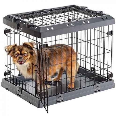 Caixa de transporte para cães Ferplast preta com abertura superior
