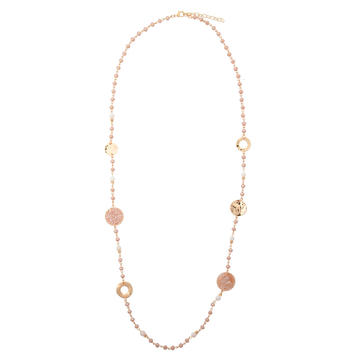 Gina Benotti Damen Kette mit verschiedenen Details rosa / gold