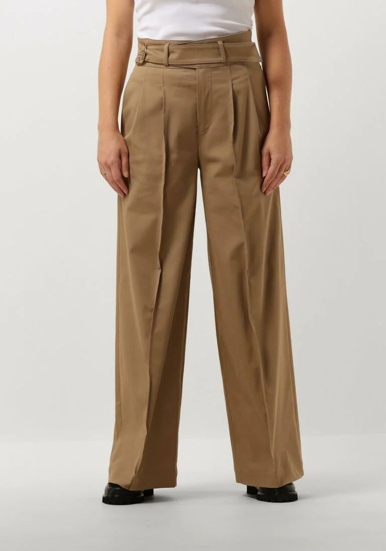 VANILIA camel vanilia wijde broek twill wide leg pleats