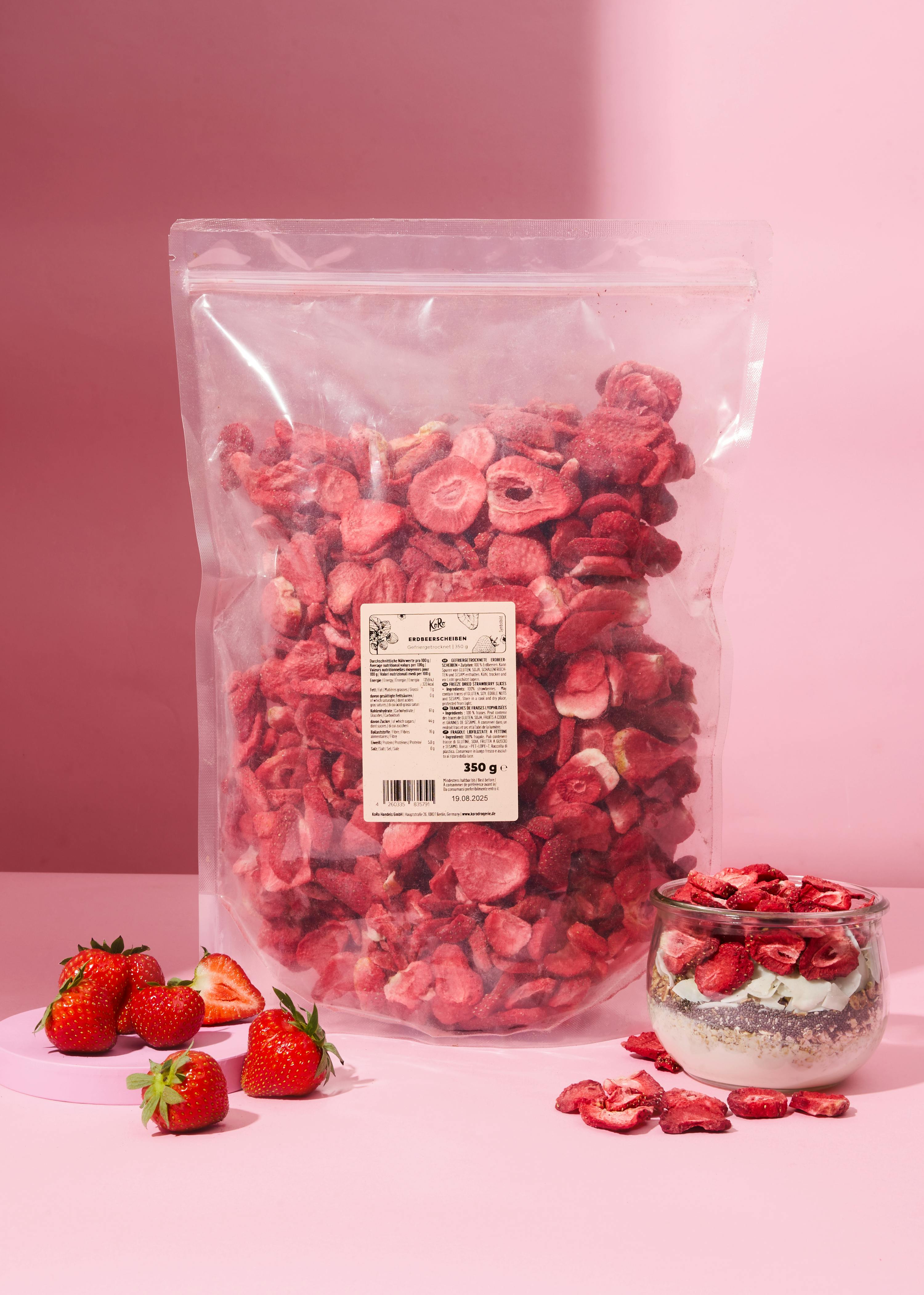 Gefriergetrocknete Erdbeerscheiben 350 g