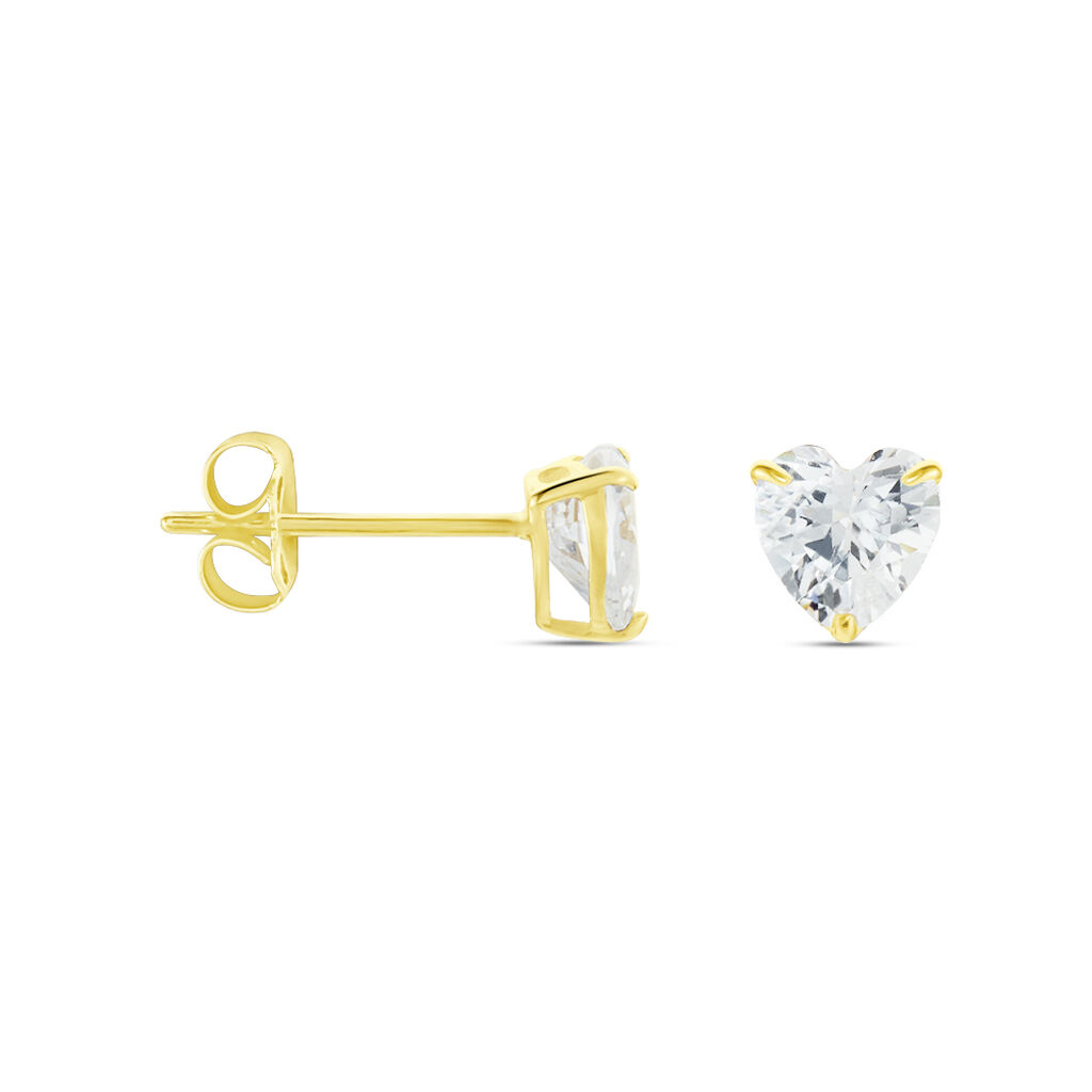 Boucles D'oreilles Puces Or Jaune Katherine Oxyde De Zirconium