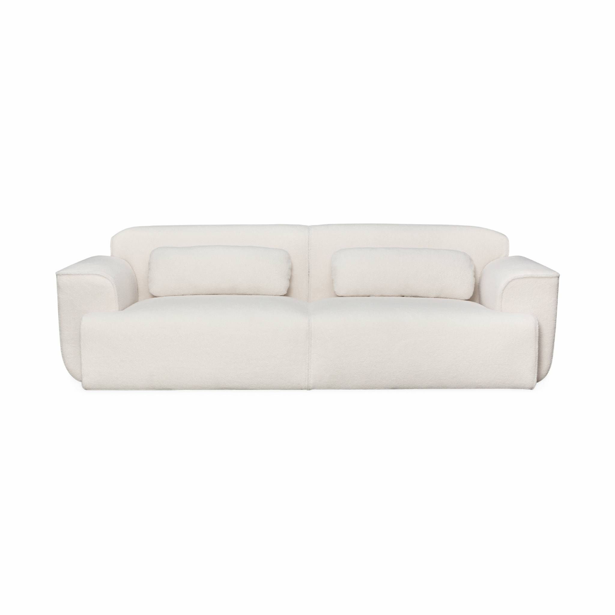 Canapé 3 places. Tissu bouclette. 2 coussins déhoussables. Wallas l 230 x p 98 x h 73cm