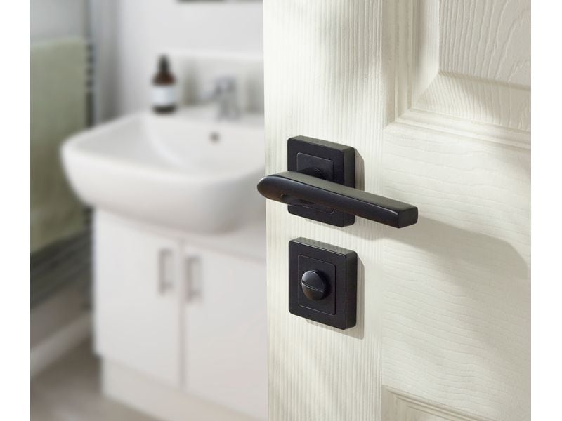 Yale Türgriff Siena für Badezimmertür Schwarz Türgriff mit Knaufrosette, 8x8 mm