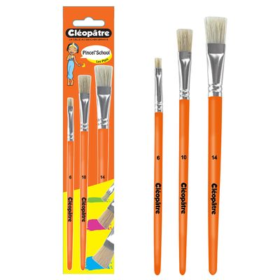 Cléopâtre - Pack de 3 brosses - soie de porc - N° 6, 10,14