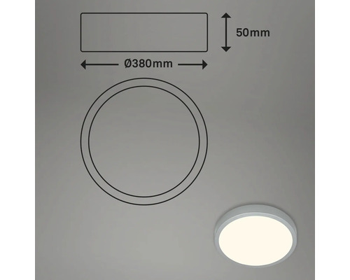 LED plafondlamp 24W 2900 lm 3000 K HxØ 5x38 cm Runa zilver