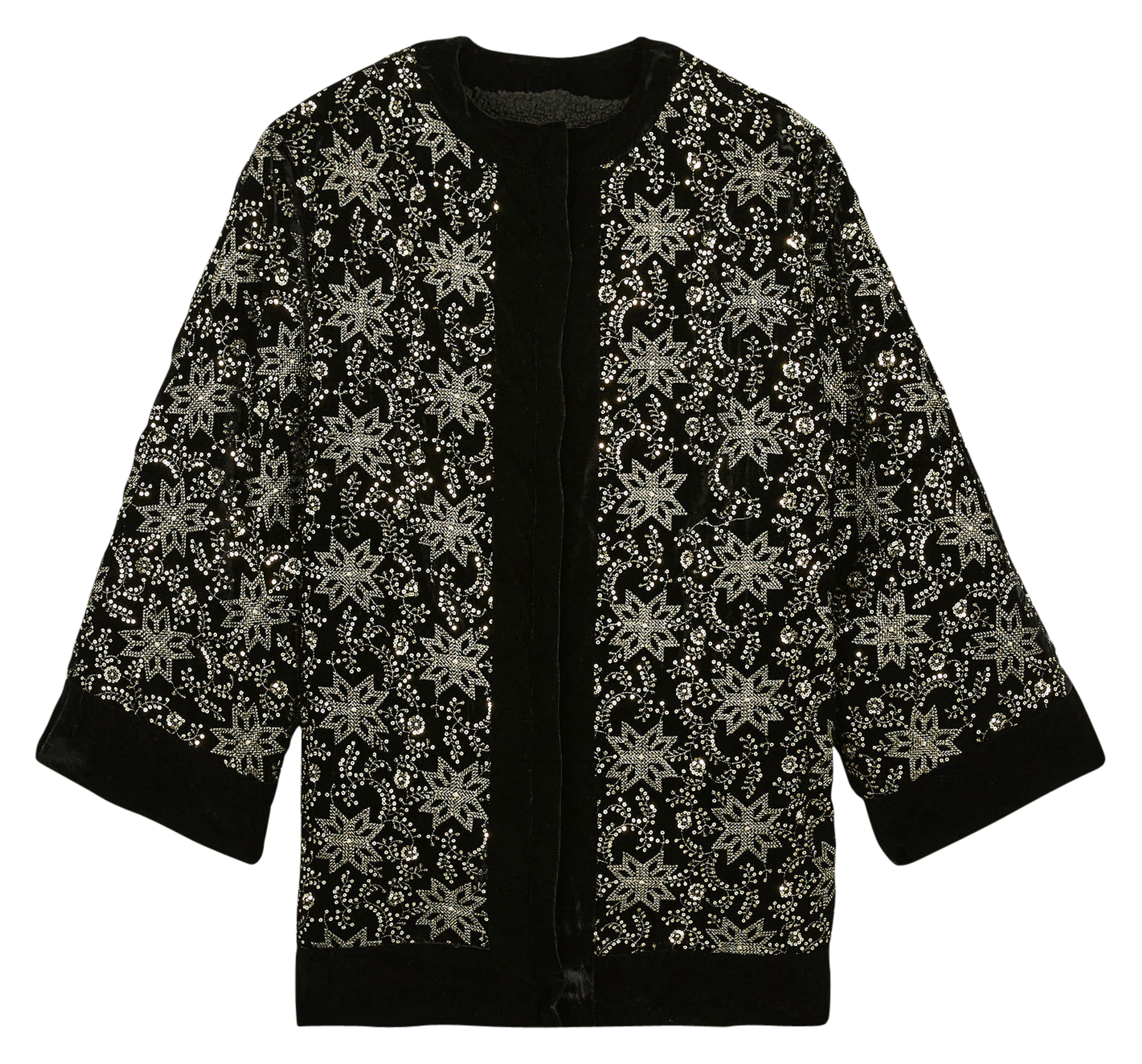 RAYON - Veste longue oversize brodée | Noir