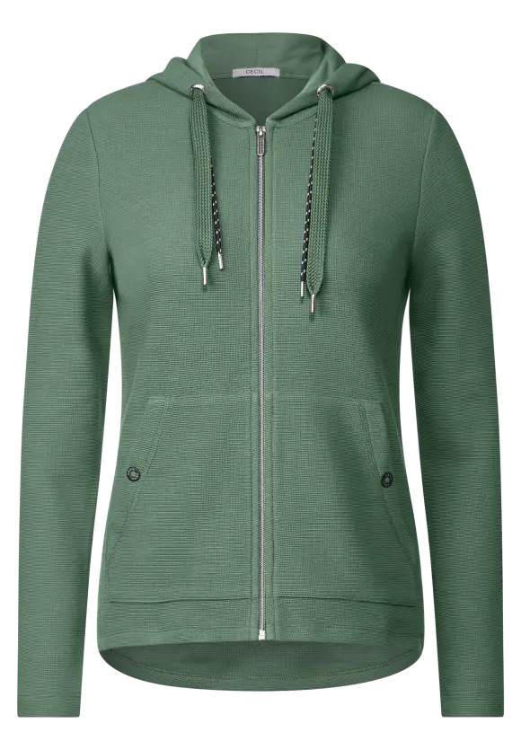 Kapuzen Sweatjacke - raw salvia green