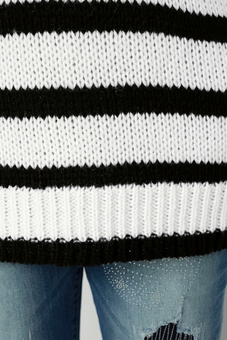 Pullover, oversized, Ringel, V-Ausschnitt, Langarm