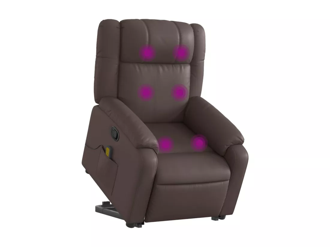 Fauteuil inclinable massant Marron Similicuir