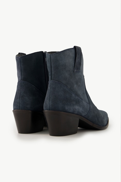 Leder-Stiefeletten, Veloursleder, Cowboystiefel, Weite H