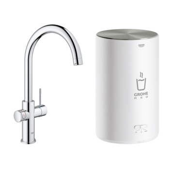 Grohe Red Compact Keukenkraan met C-uitloop en 4 liter Kokend Water Boiler Chroom