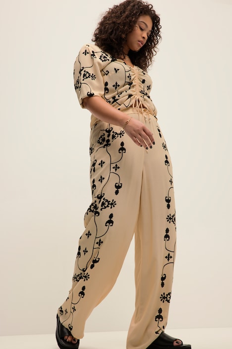 Palazzo-Hose, Wide Fit, Elastikbund, Print