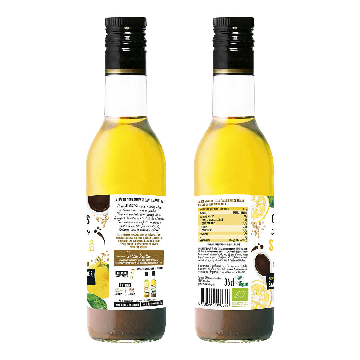Vinaigrette bio Shokutsu (sésame toasté, yuzu, Tamari) 100% naturelle sans émulsion