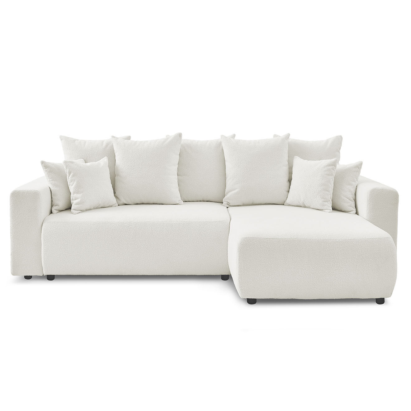 Bobochic Canapé d'angle convertible reversible bouclette Envy blanc - 282x153x95 cm