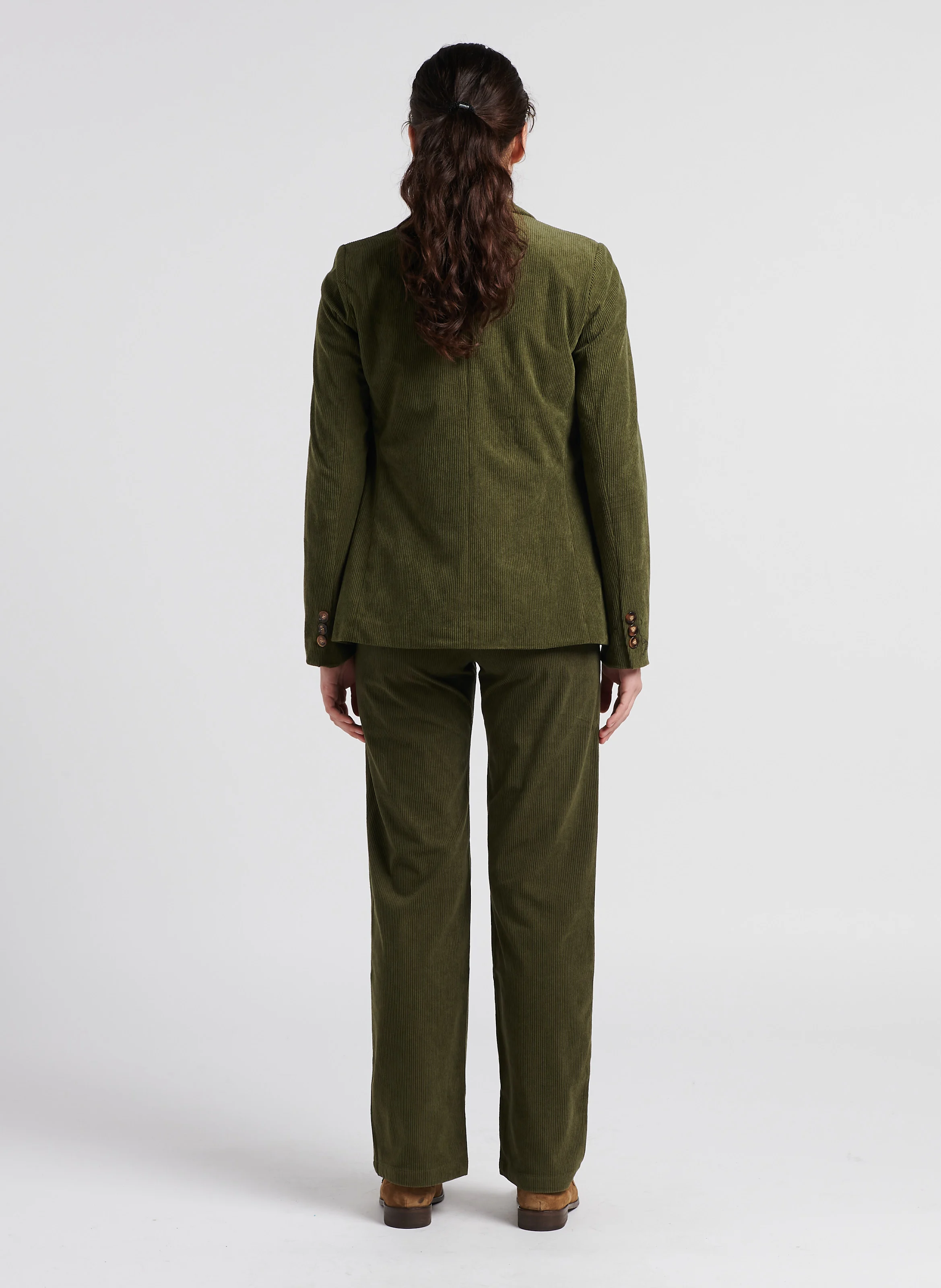 ZIELA - Veste de tailleur en velours côtelé| Kaki