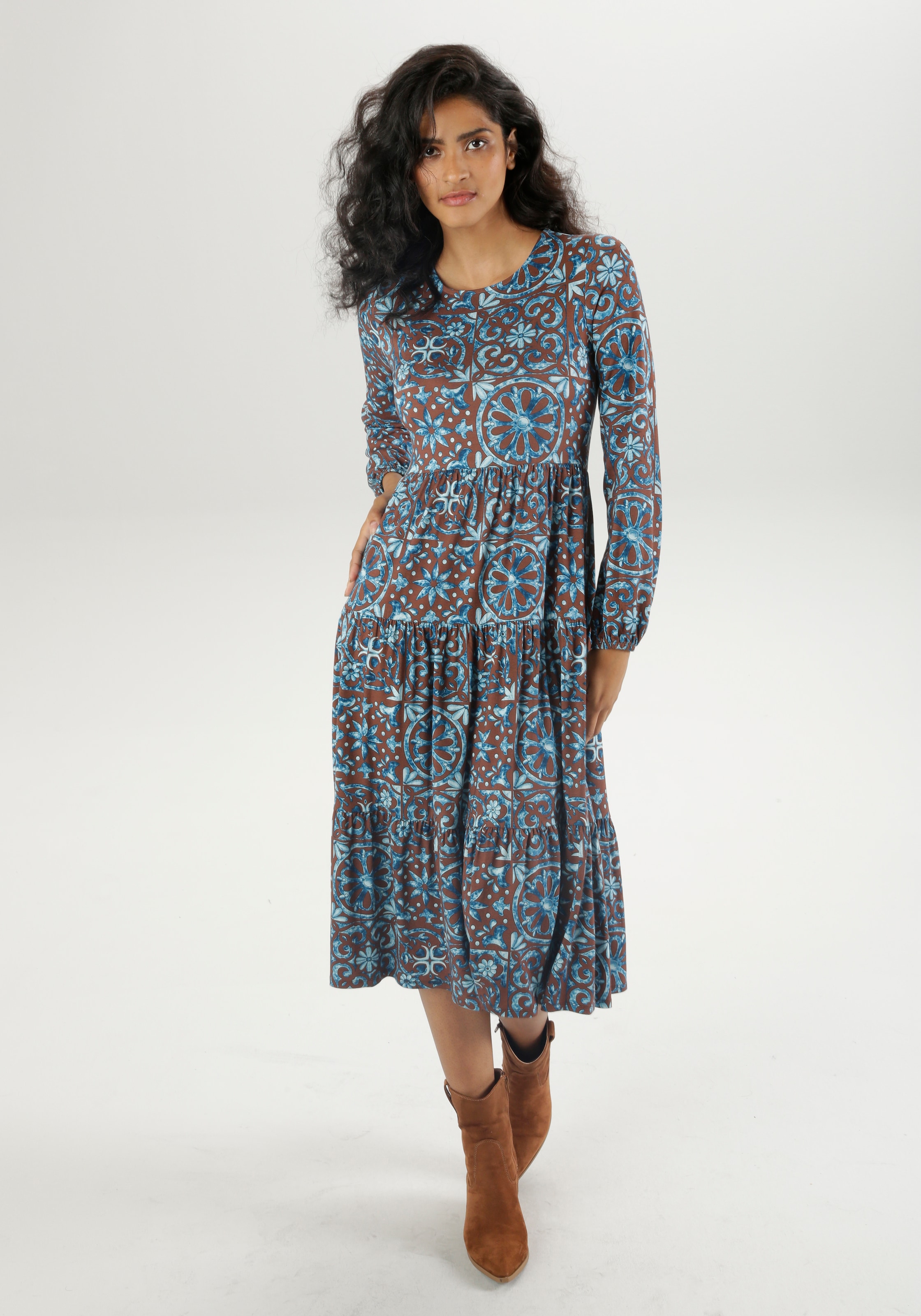 Aniston CASUAL Jerseykleid mit extravaganten Druck - jedes Teil ein Unikat
