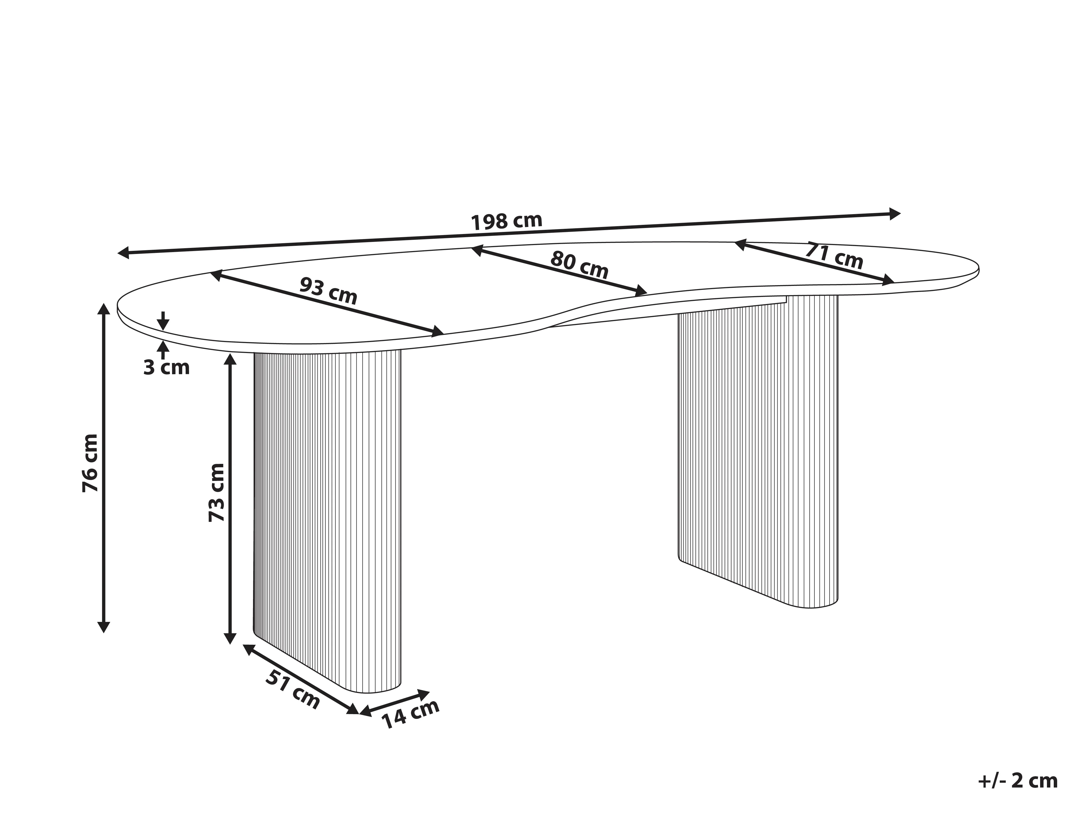 Eettafel PEERY Wit 93 cm 198 cm