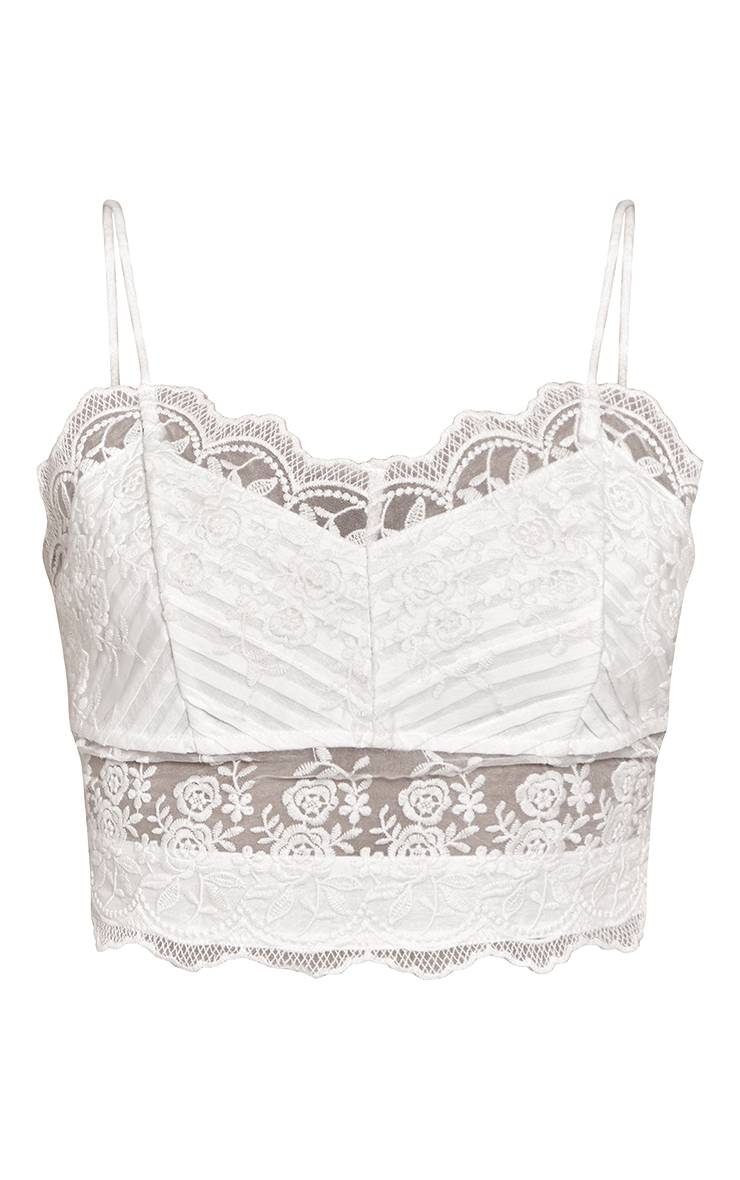 Crème Caraco À Détails En Dentelle Broderie