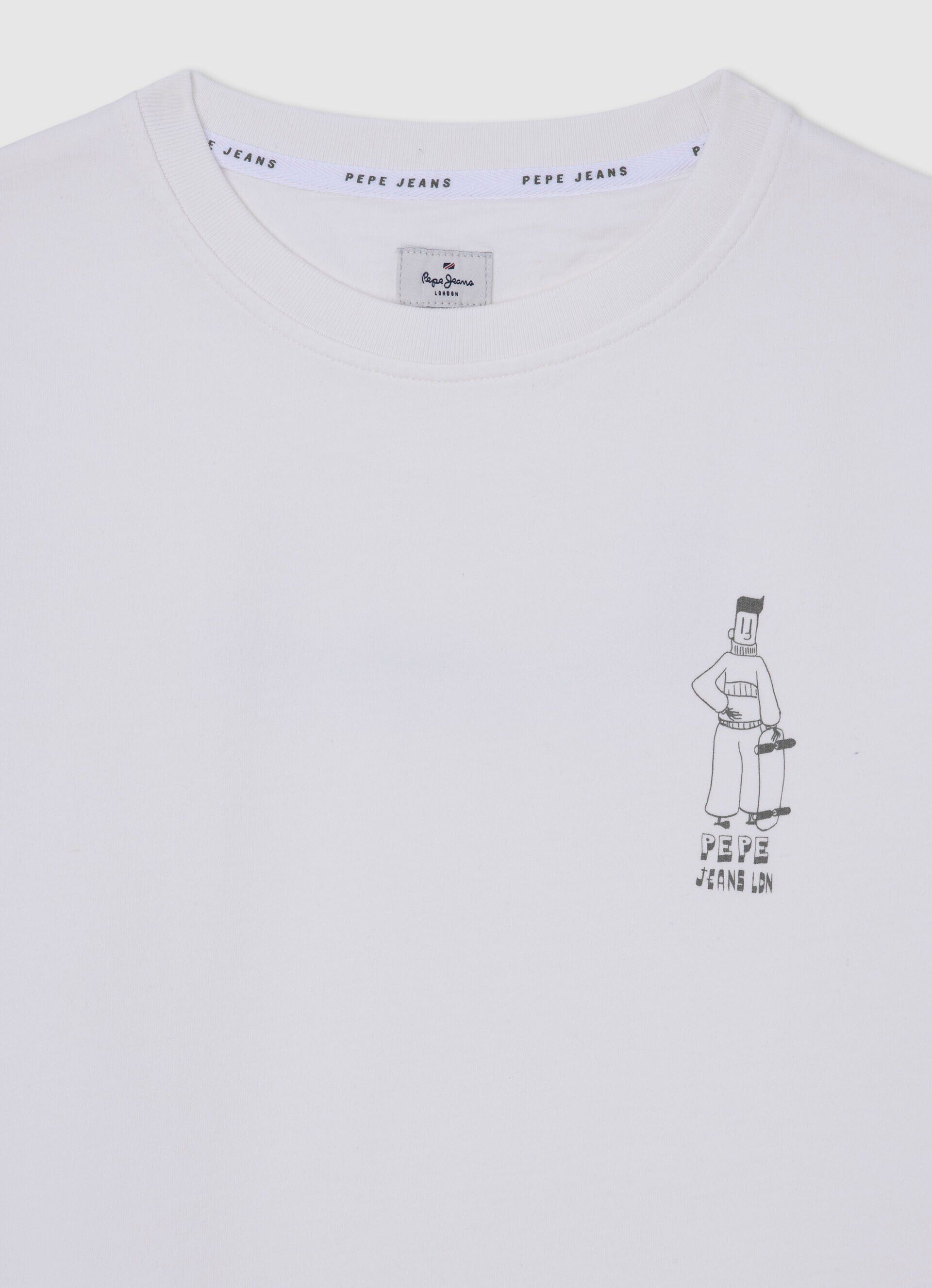 Moletom de algodão com detalhes de skatista - branco-creme