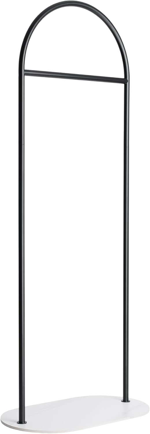 Natural Goods Berlin 1x Kleiderständer KUPPEL - Stabiler Kleiderständer Schwarz 173 x 70 cm, Sinterstein Sockel, Garderobenständer Schwarz, Metall Stabil, Jackenständer, Coat Stand