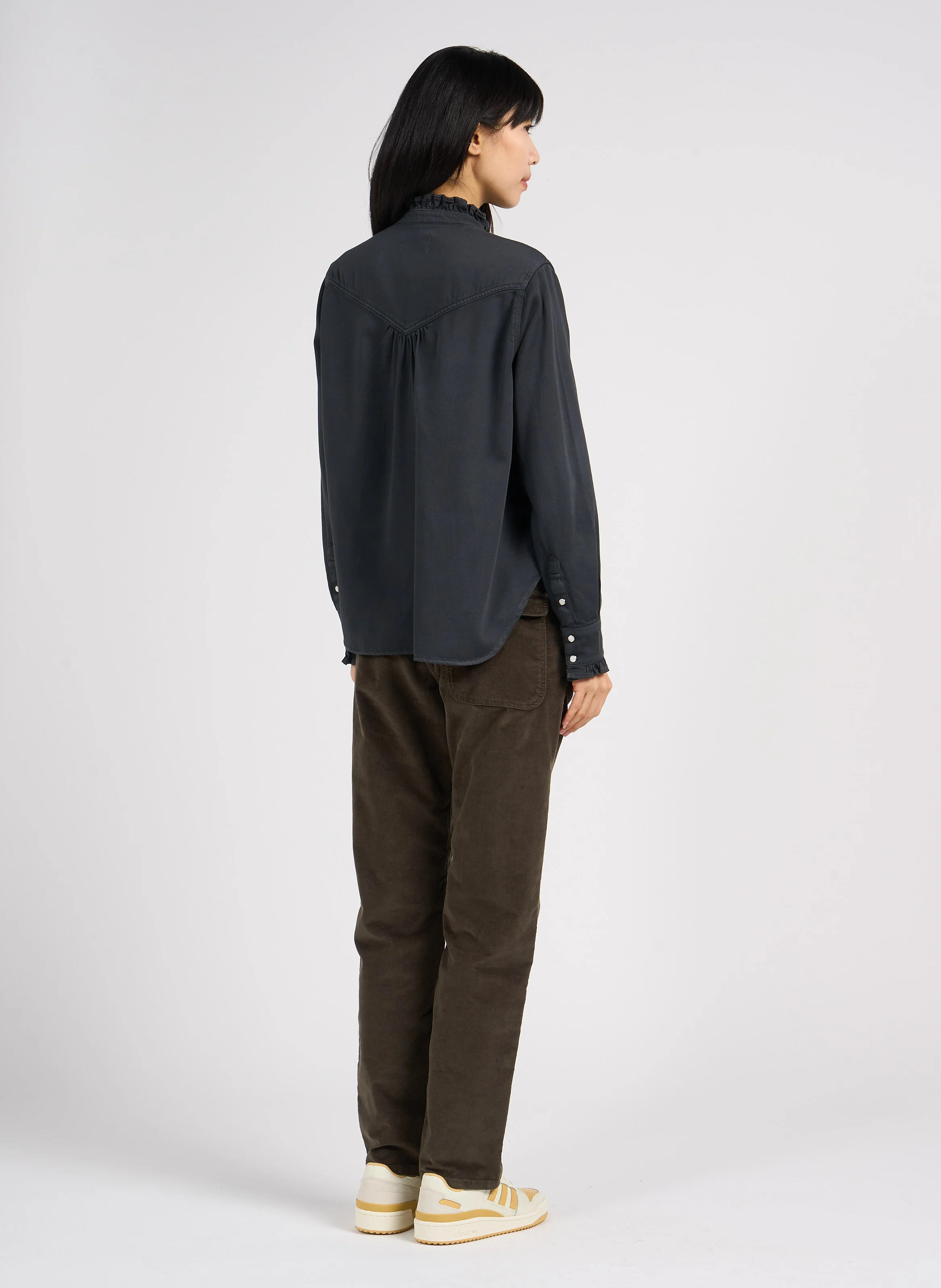 DICKENS - Pantalon droit en velours de coton mélangé| Vert