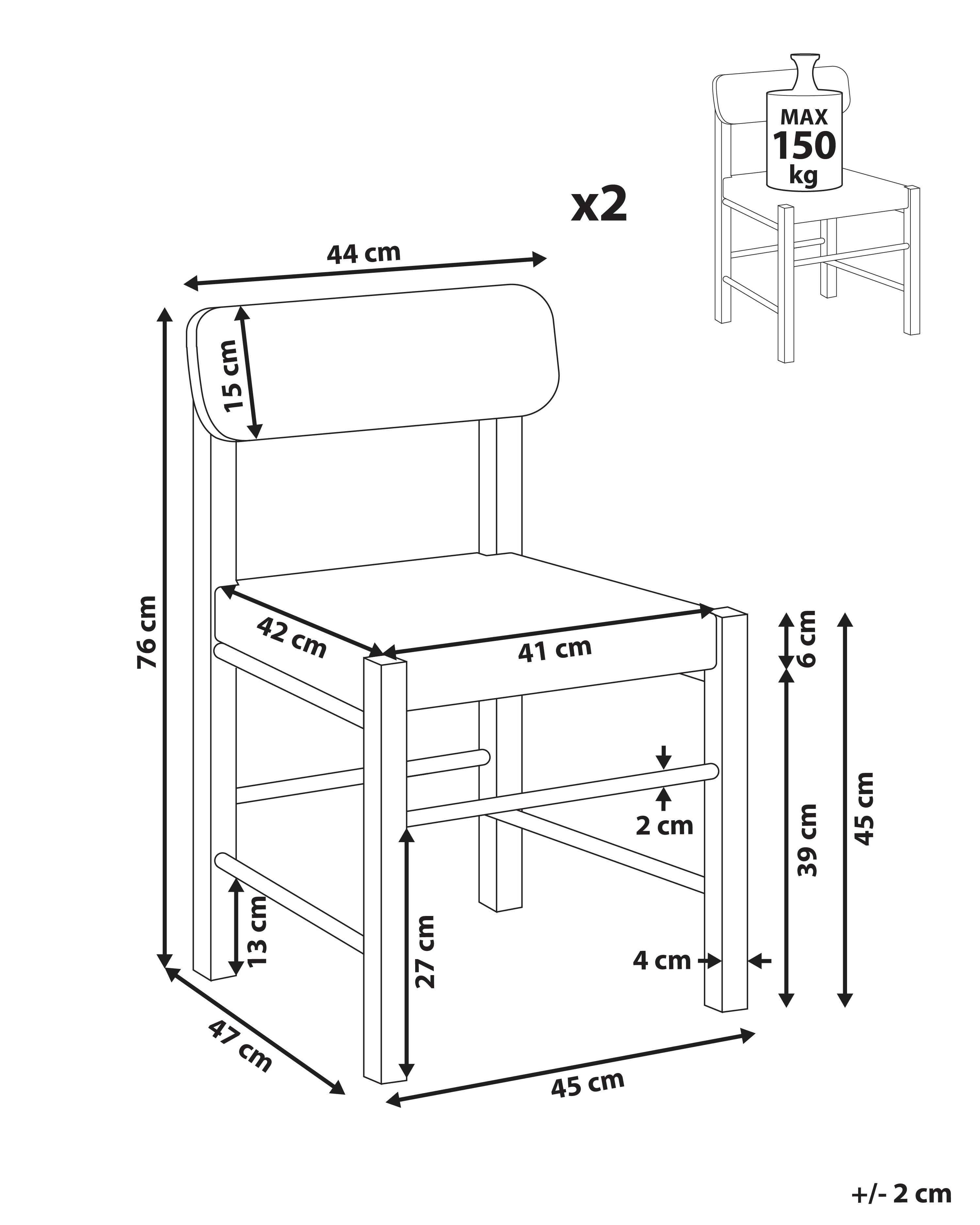 Set van 2 eetkamerstoelen ALLOS Hout Lichtbruin