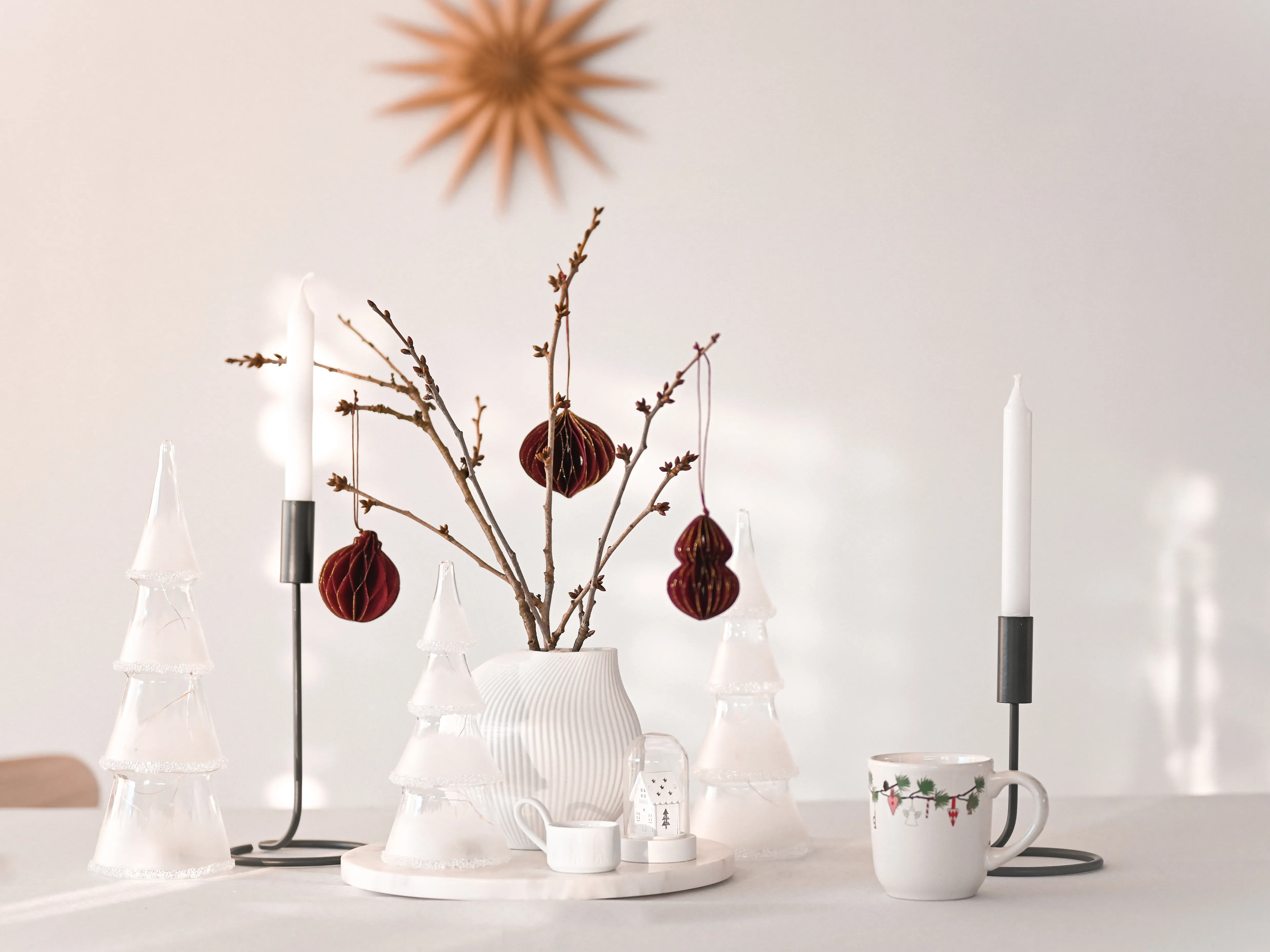 Set van 3 figuren LED KIERINKI Kerstboom 22/27/33 cm Wit