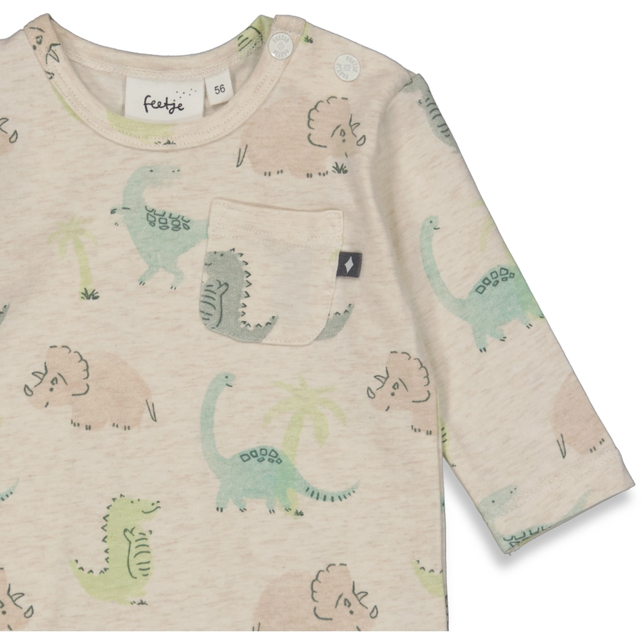 Feetje Langarmshirt AOP Cool-A-Saurus Sand Melange
