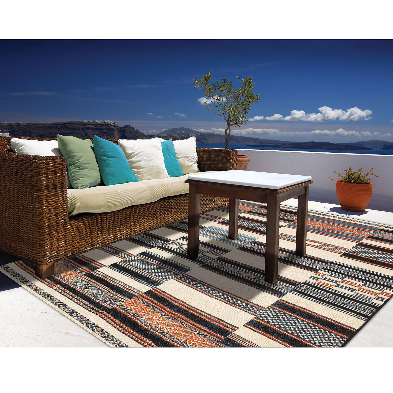 In-/Outdoorteppich - beige-multicolor - 60x100 cm