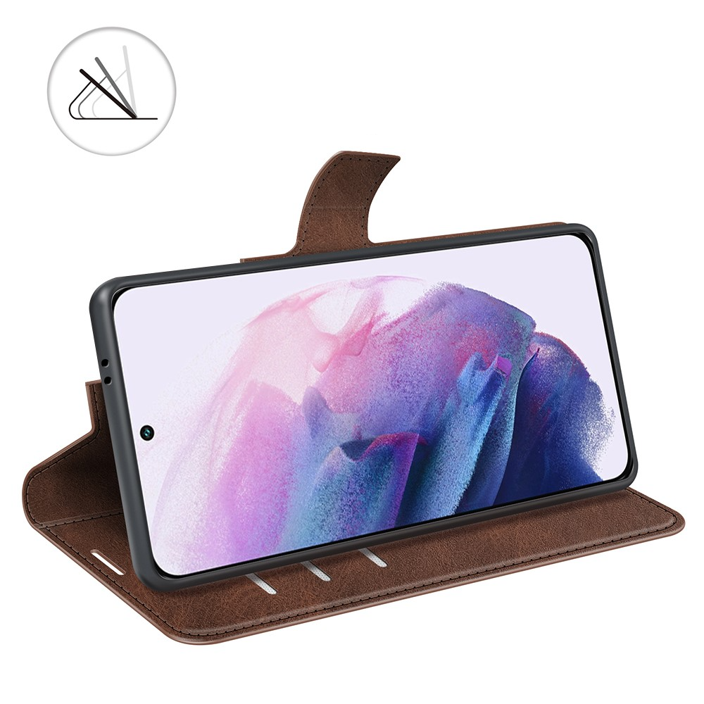 Samsung Galaxy S22 5G Vintage Leder Tasche Flip Cover mit Kartenfächer - Dunkelbraun