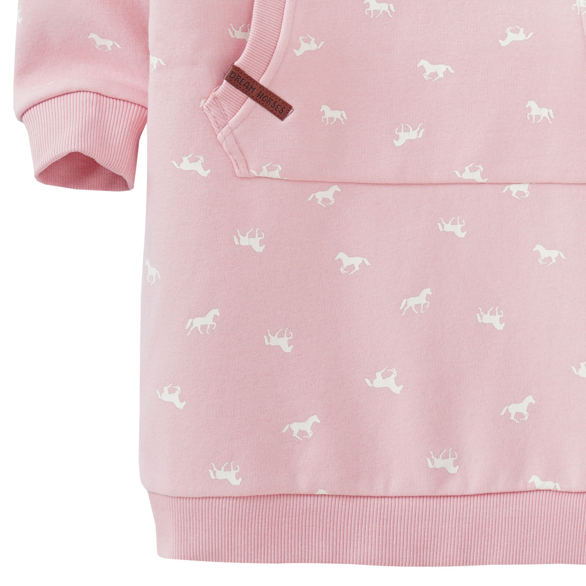 Yigga Mädchen Sweatkleid mit Pferde-Allover rosa